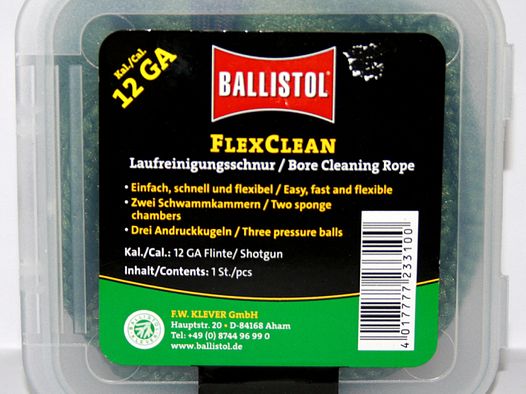 BALLISTOL Laufreinigungsschnur "FLEX CLEAN" > perfekt Kalibergenau für Flinte Kaliber 12GA 12/70 12