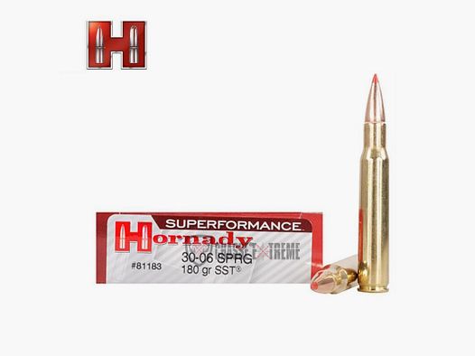 20 Patronen HORNADY Superformance 30-06 Sprg 180 Gr Sst