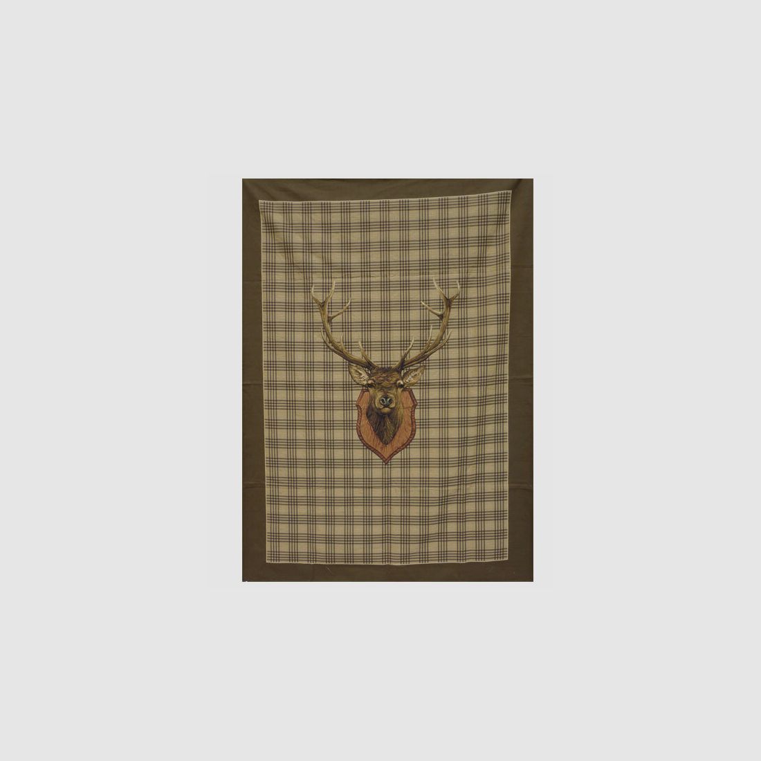 Lovergreen Tischdecken Motiv Reisedecke Hirschkopf mit kariertem Hintergrund