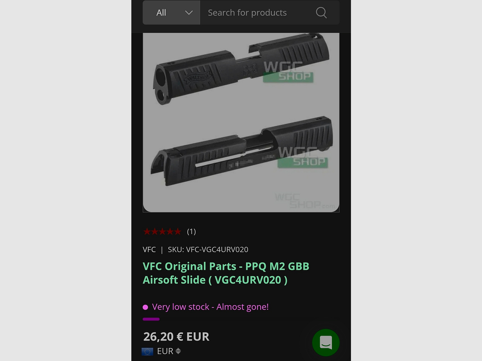 Walther ppq m2 co2 glissière