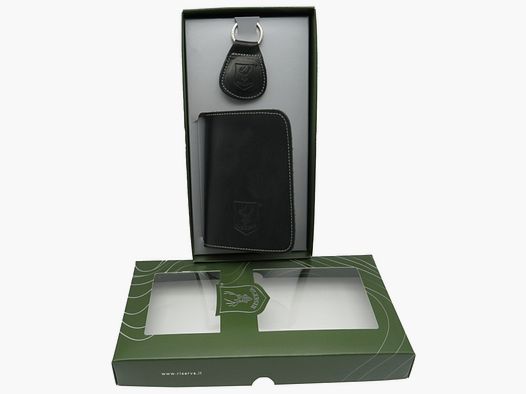 Riserva - Lizenz- und Schlüsselanhänger aus schwarzem Leder mit Geschenkverpackung R3102