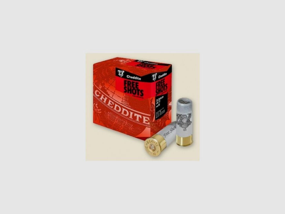 Cheddite Free Shots 12 33gr Patrone, die dank der speziellen Freeshot-Technologie eine großzügigere Streuung für Kurzdistanzschüsse begünstigt.