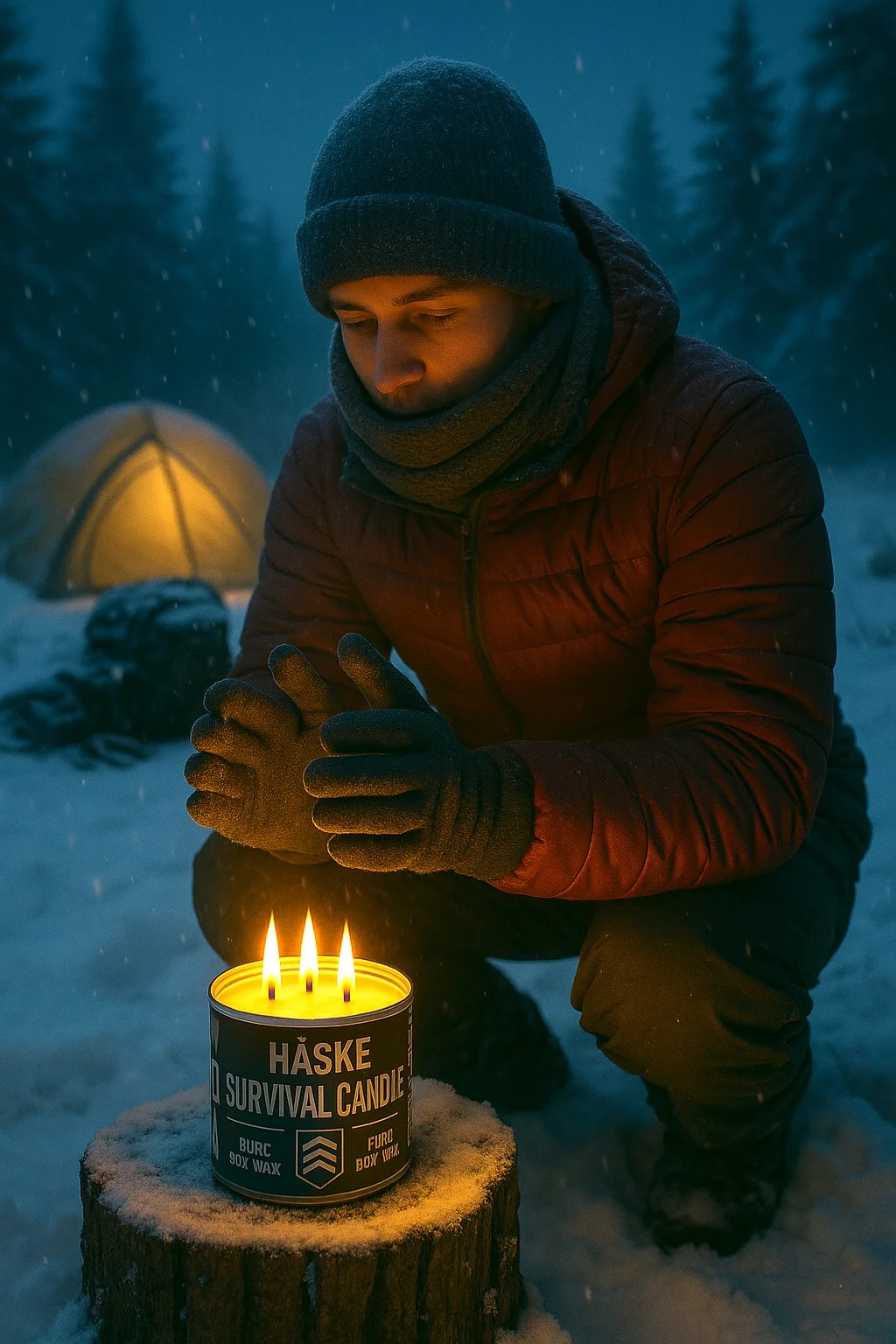 EKO TRICORE survival candle 220 g Haske Pro 14 h burn time + matches, image 24 of 36