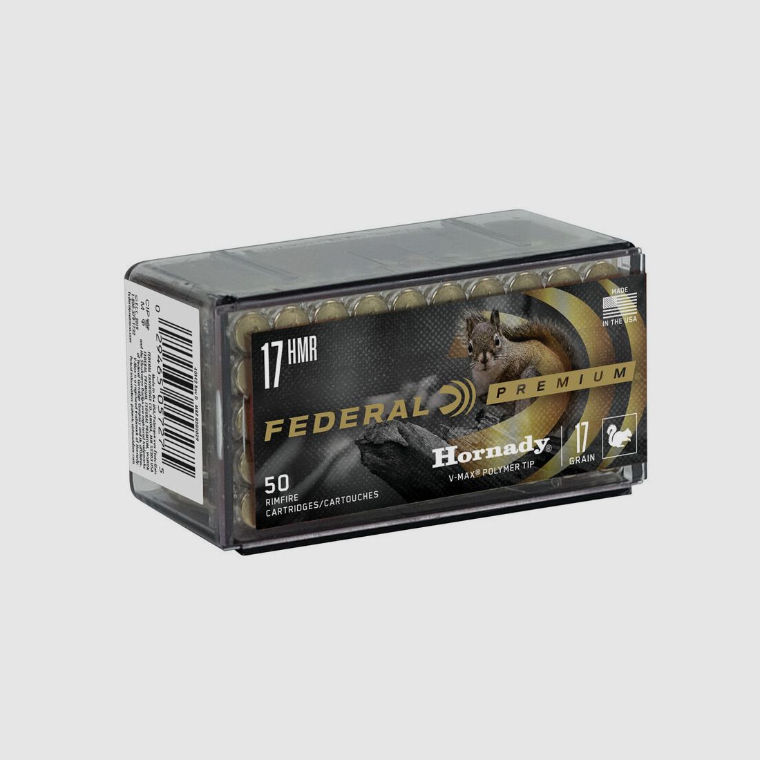 Federal Premium Varmint & Predator .17 HMR 17GR Hornady V-Max 50 cartridges