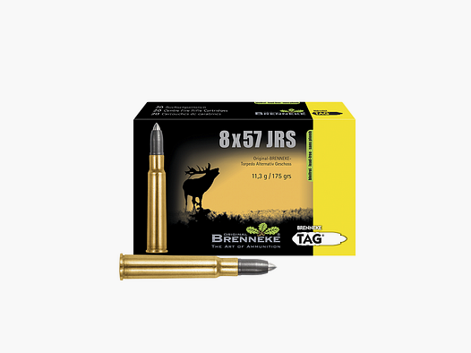 Gewehrpatrone mit TAG® Geschoss - BLEIFREI – 8 x 57 IRS, Orig. BRENNEKE TAG 11,3 g VE20