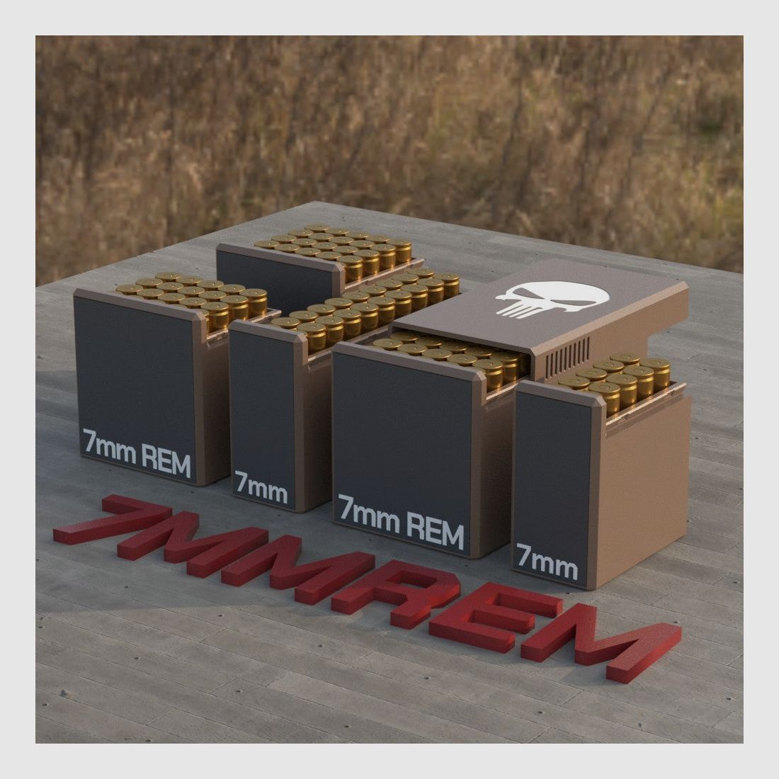 Filamelt Munitionsbox / Ammo 7mm Rem Mag – Patronenbox für 50 Schuss, Made in Germany