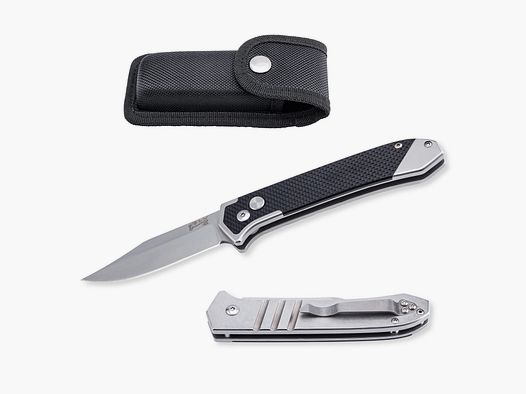 Cuchillo de resorte con funda Stone Wash Finish