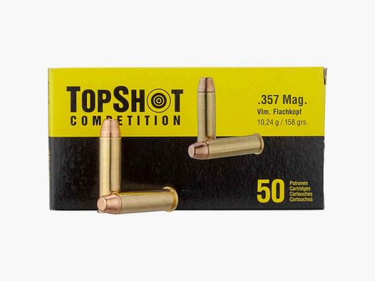 Patronen .357 Magnum Vollmantel-  Flachkopf 50 Patronen 158grs - TopShot