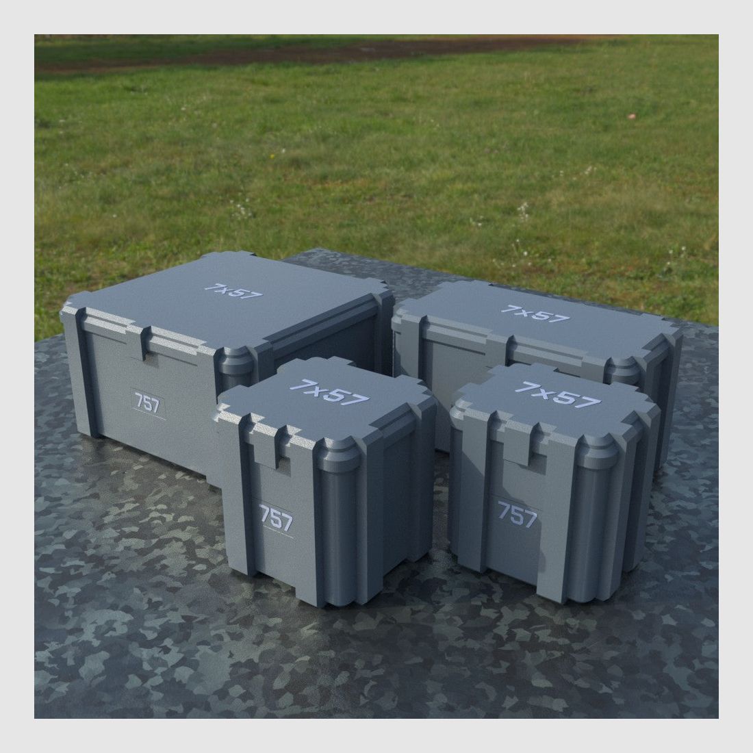 Filamelt ammunition box / 7x57 / 'flip lid' / cartridge box, ammo box