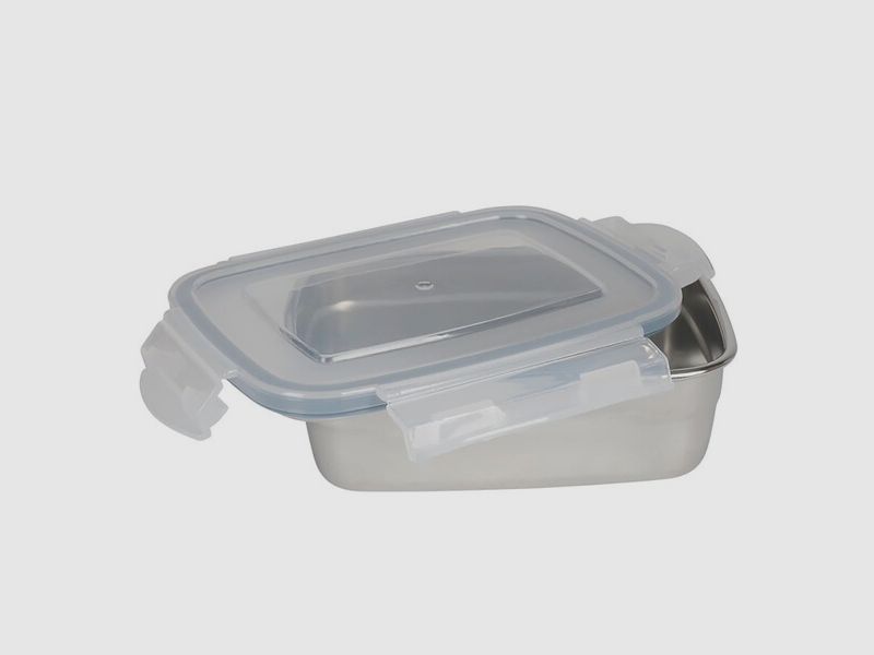 Brotbüchse / Köderdose mit Clipverschlussdeckel- 1800ml - 21,8 x 15,9 x 8,5cm - Edelstahl - Lunchbox
