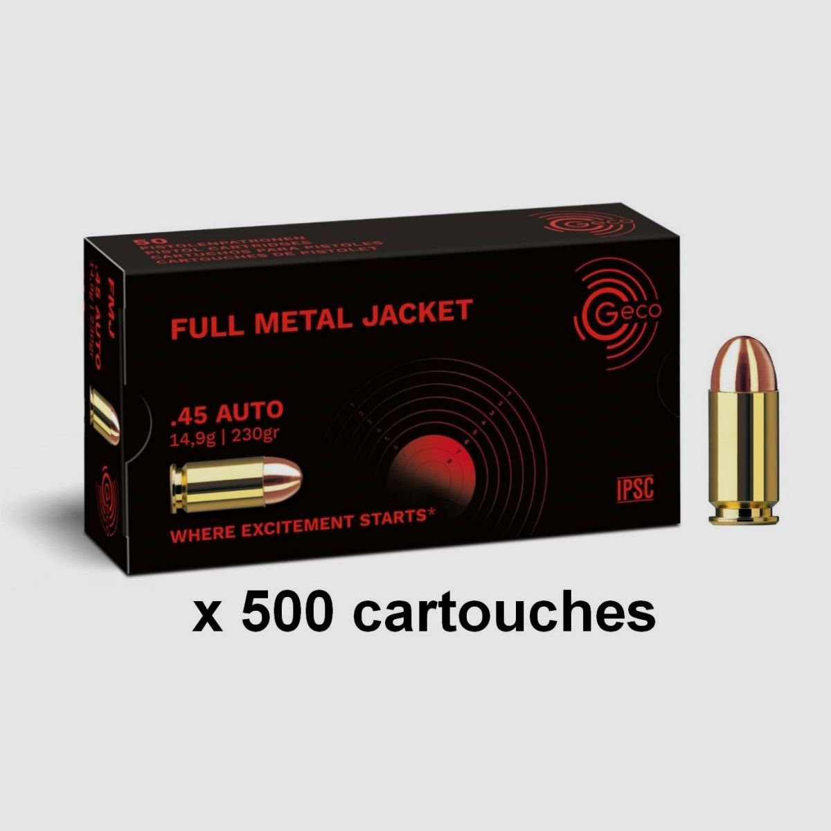 GECO CARTOUCHES 45 ACP 230GR FMJ x 500, image 1 sur 3