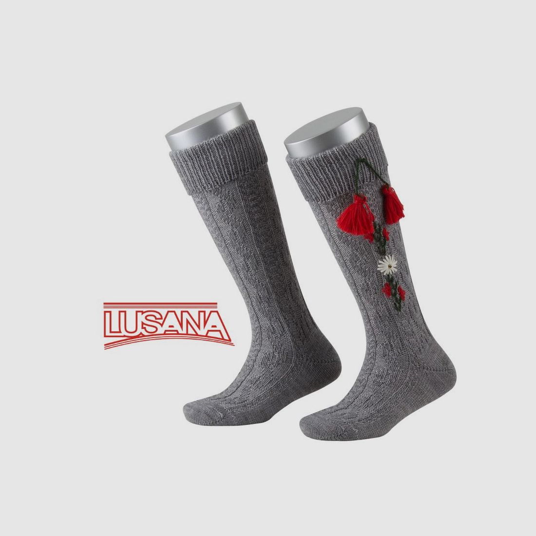 Lusana Kinder Kniestrumpf in Grau (03)