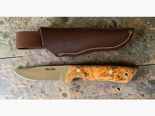 Horrido hunting knife Lobo olive wood with leather sheath