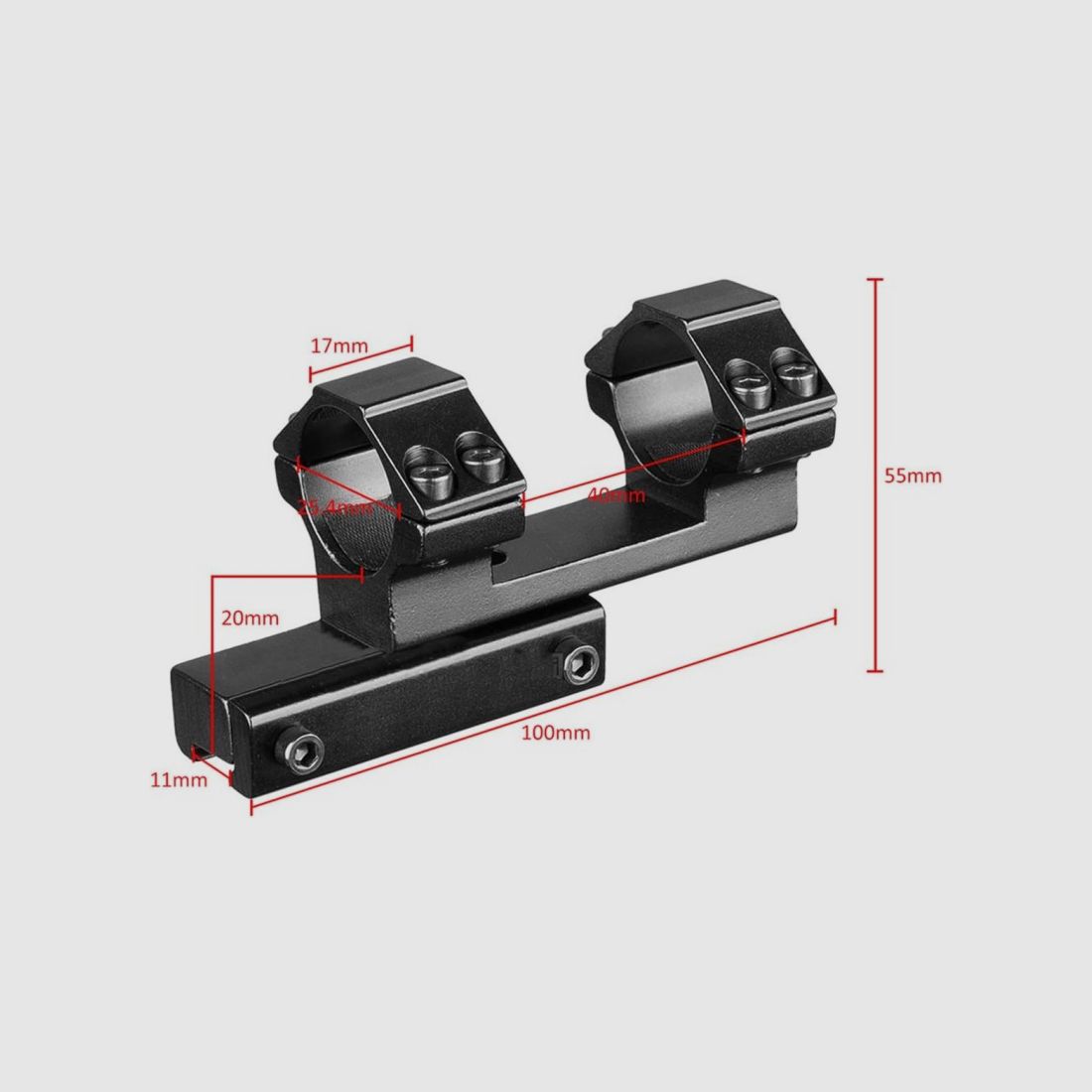 11 mm double rail for hunting, 25.4 mm diameter
