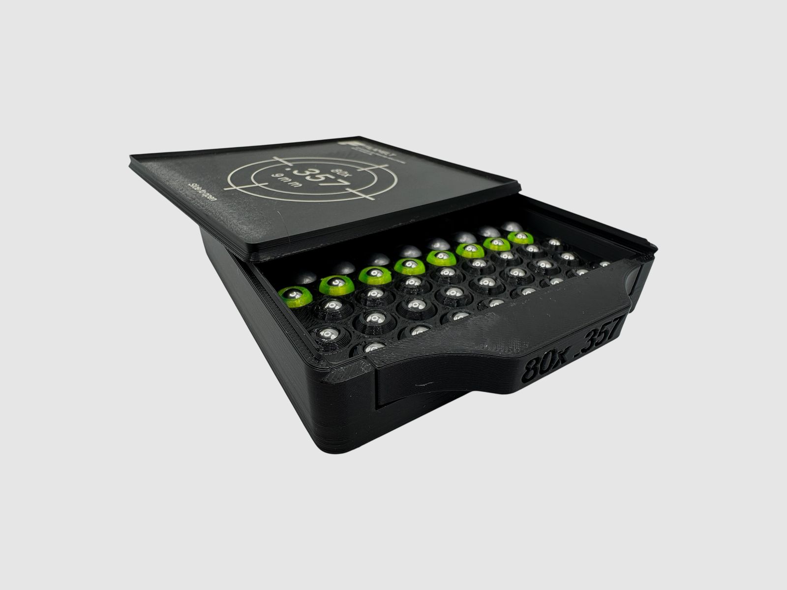 Diabolo-Box für 80x .357 / 9 mm – Praktisch, stapelbar, wiederverwendbar. Matchbox