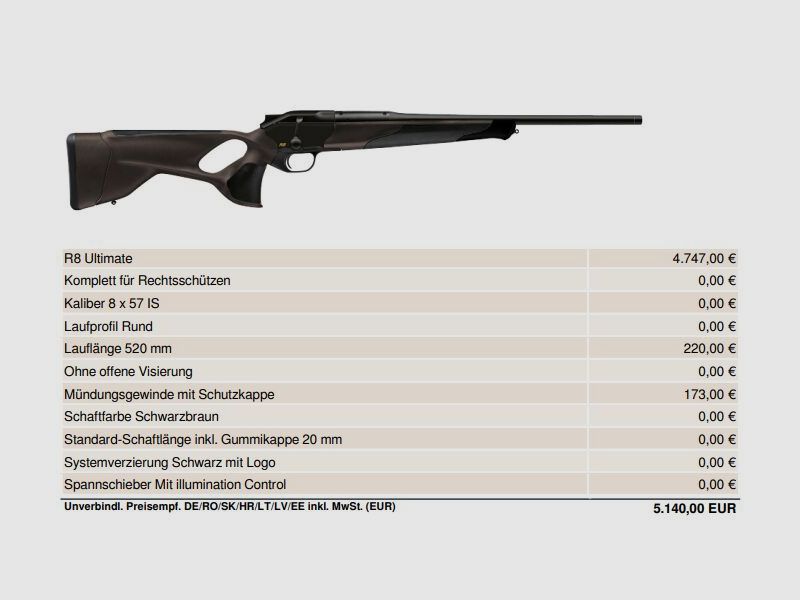 Blaser R8 Ultimate, 52cm, Mündungsgewinde Auf Lager