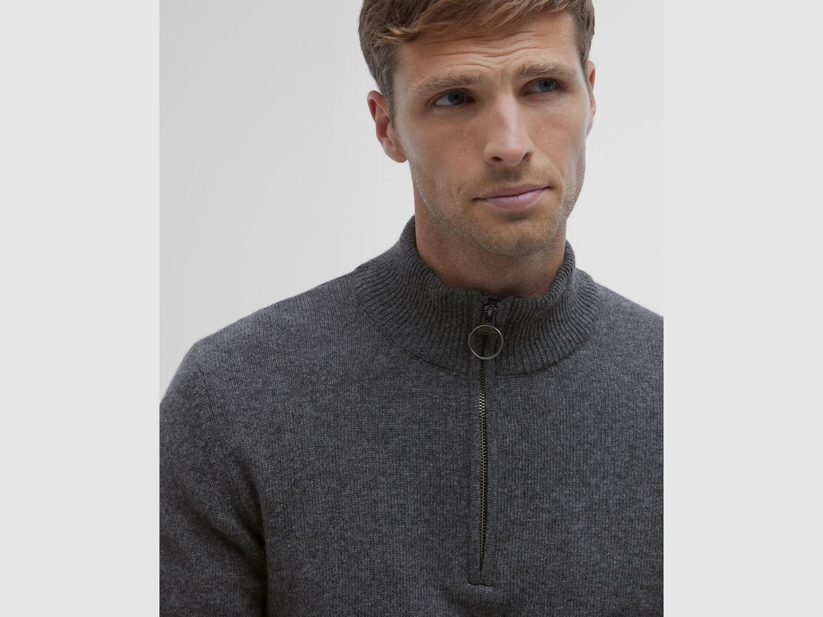 BARBOUR Holden Half Zip Sweater Mid Grey Marl