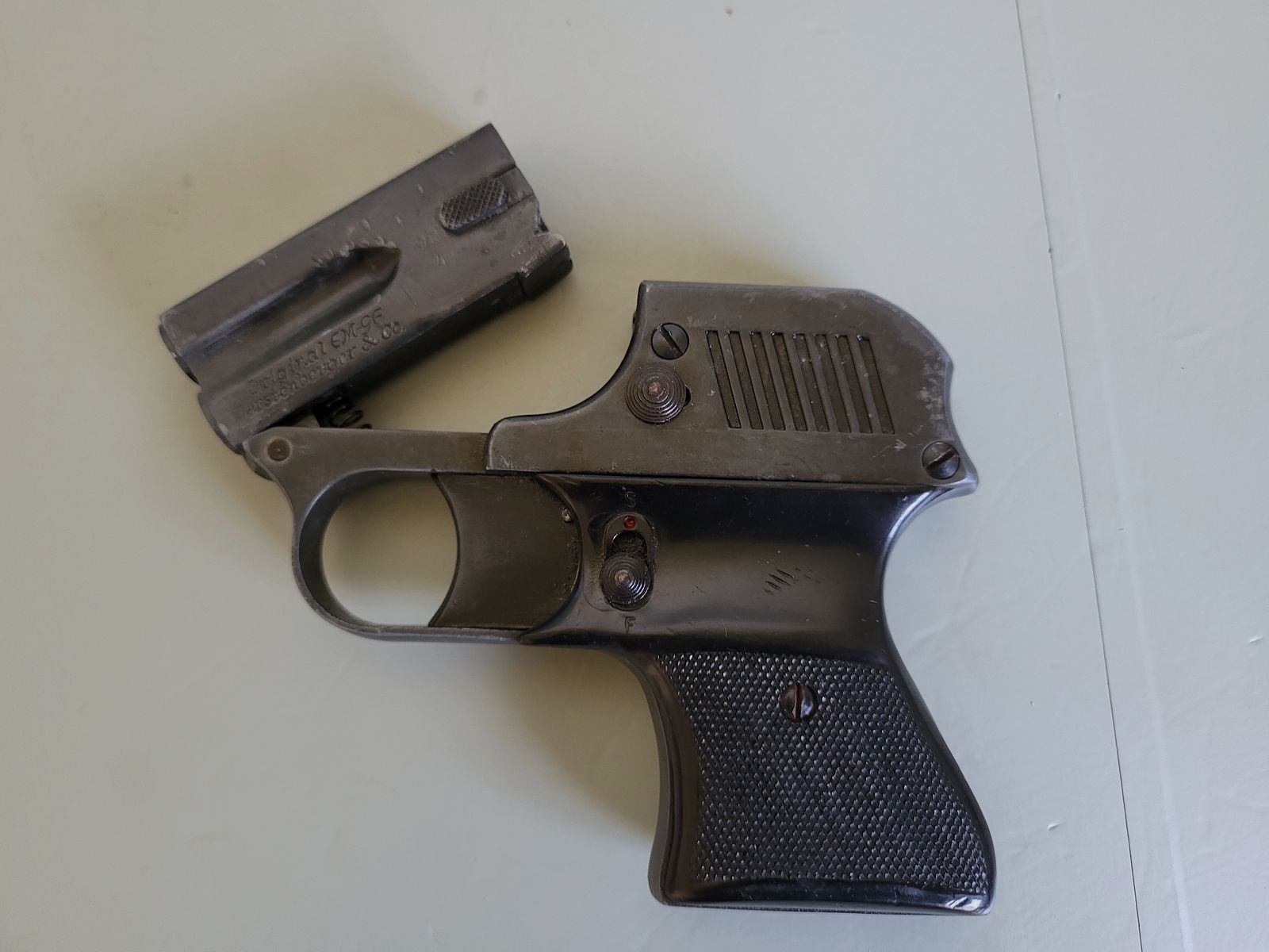 Coleccionista Pistola de gas Original EM - GE Gerstenberger & Co - Doble cañón - Derringer - Años 1950
