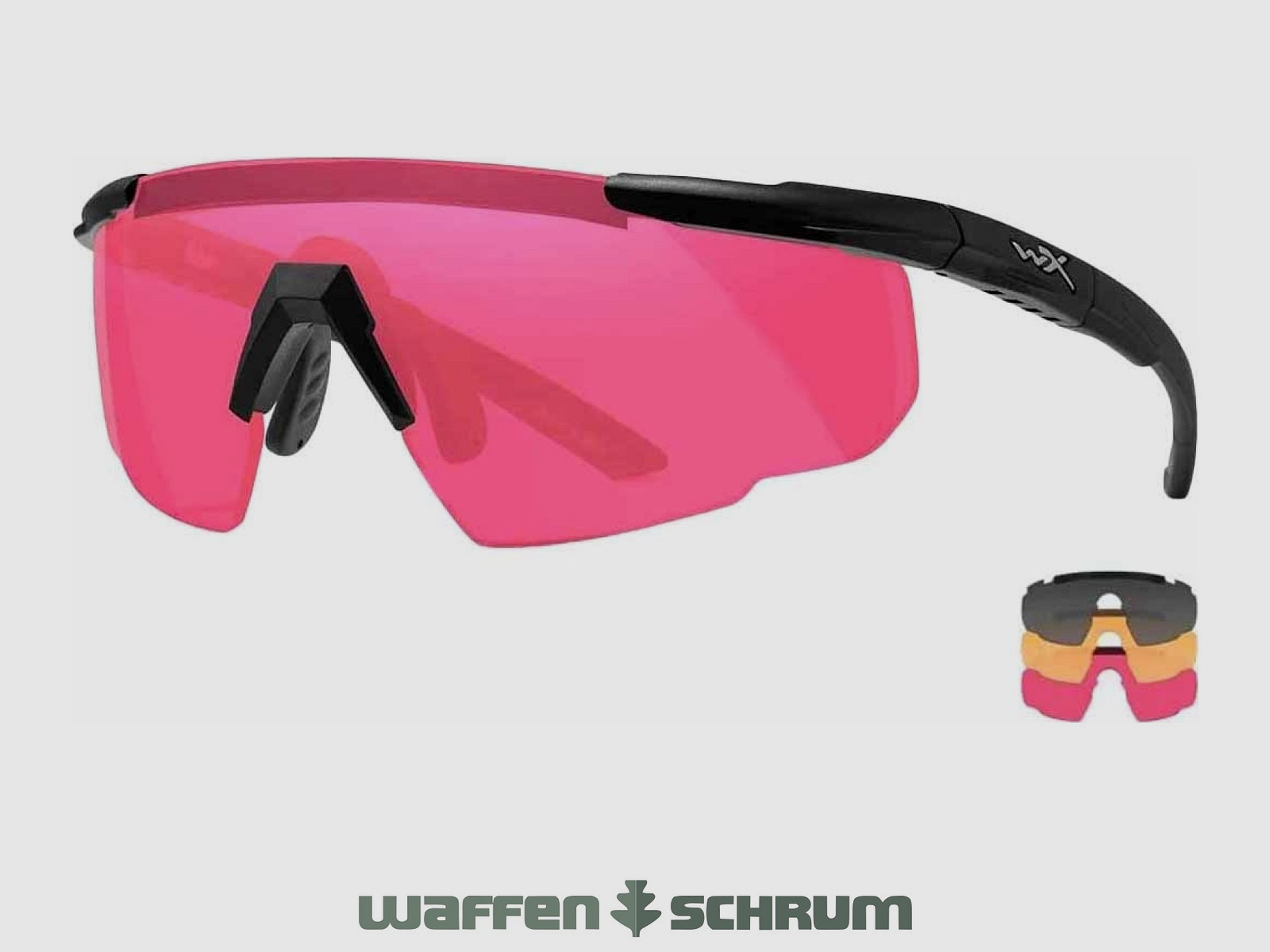 Wiley X Okulary strzeleckie Saber Advanced Zestaw soczewek: szary, jasny pomarańczowy, magenta, Ramka: matowa czerń