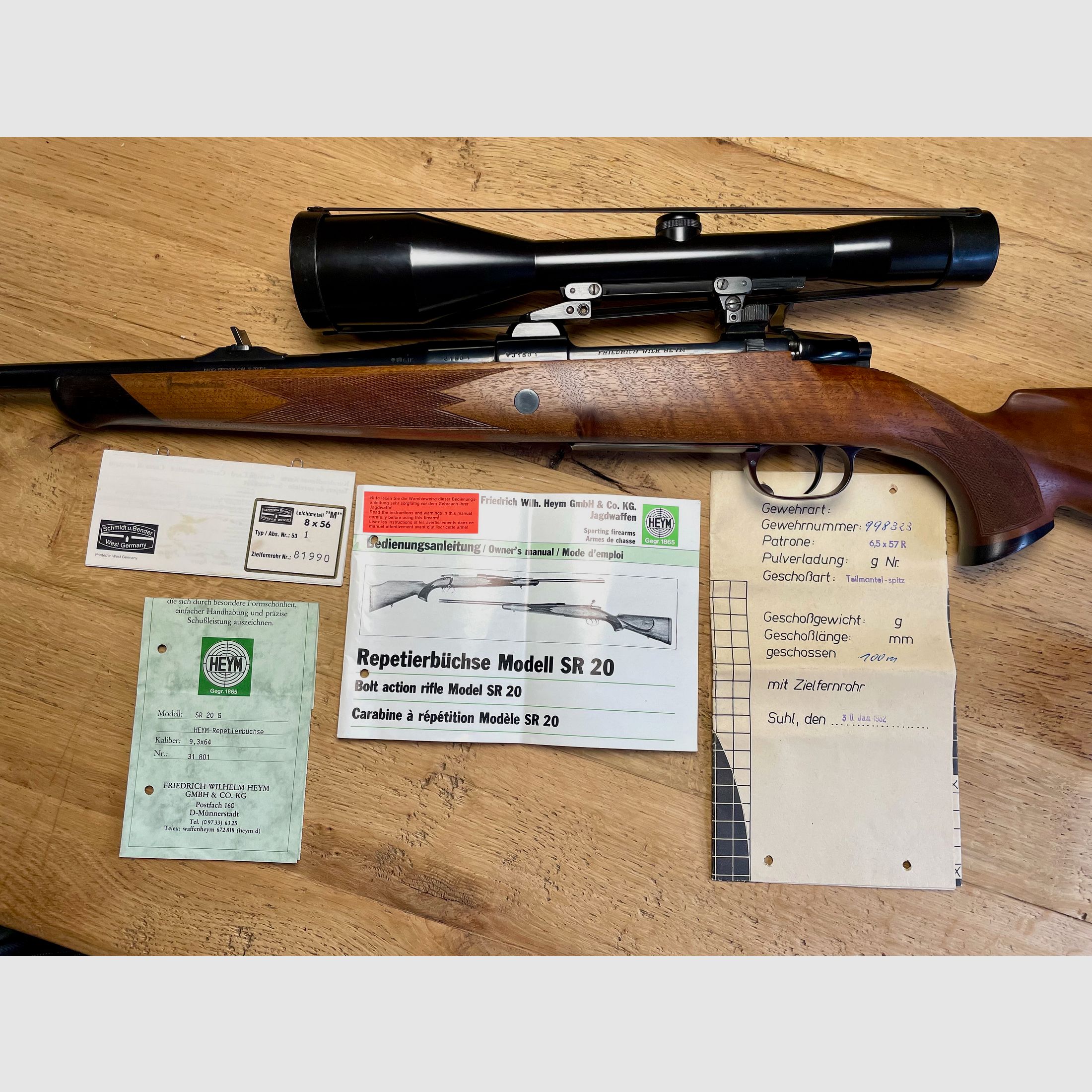 Repetierbüchse Heym Mod. SR 20 G Klaiber 9,3x64 inkl. ZF Schmidt&Bender 8x56