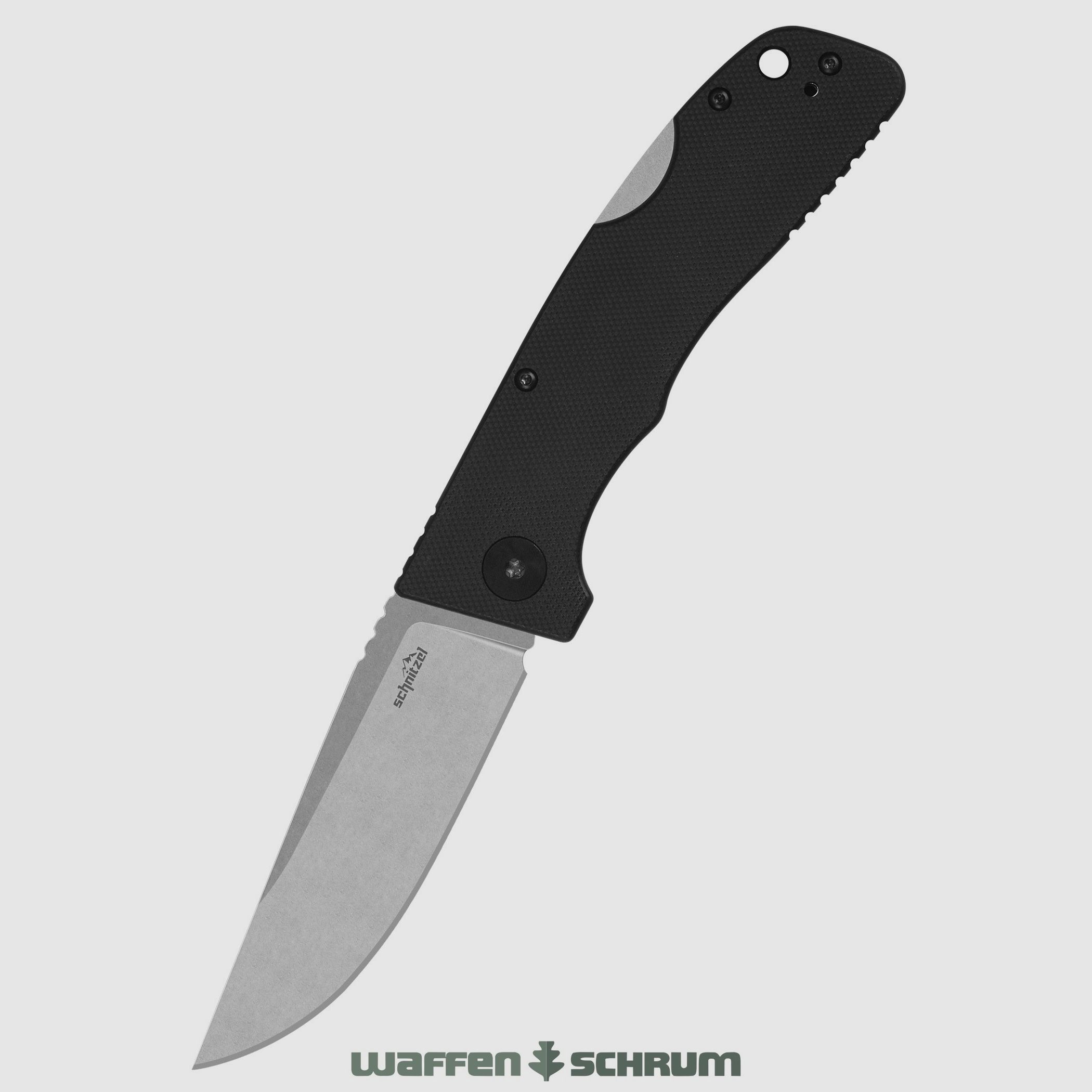 Schnitzel Outdoo Taschenmesser KVAR schwarz rostfreier 14C28N-Stahl mit Stonewash-Finish