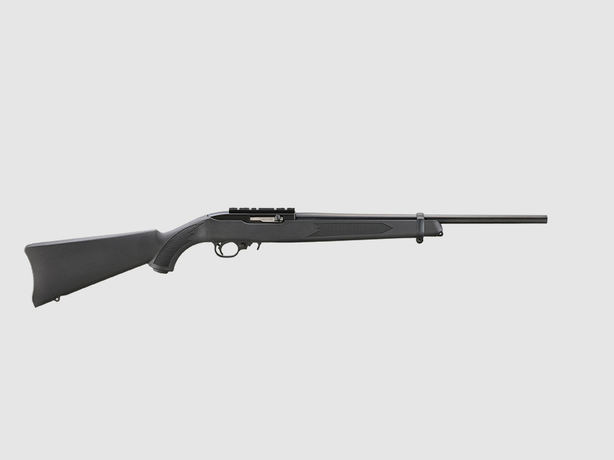 Ruger – fucile semi-automatico / 10/22 / 18.5 / 10 colpi / Nero / con adattatore per base di ottica / .22lr