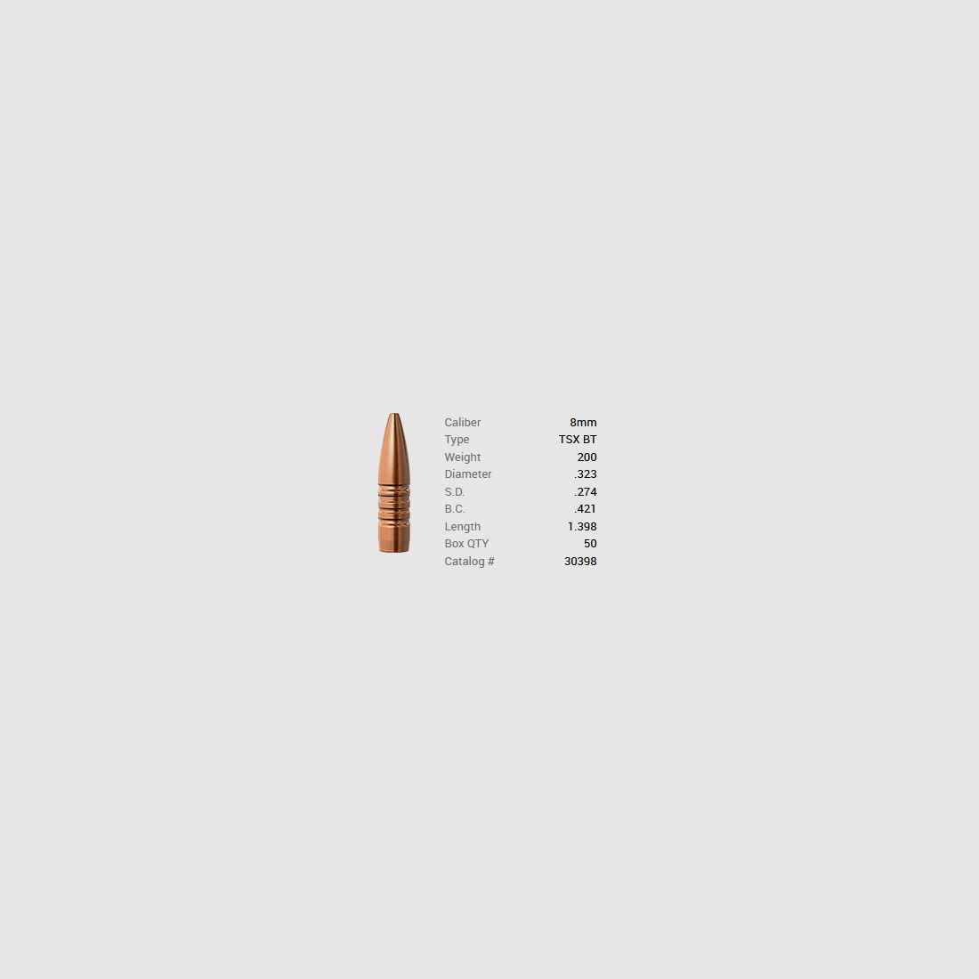 Barnes Geschoss 8mm/.323 200GR TSX BT 50 Stück