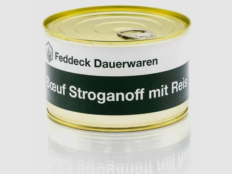 Feddeck Dauerwaren Fertiggericht Dose Boeuf Stroganoff mit Reis 400 g