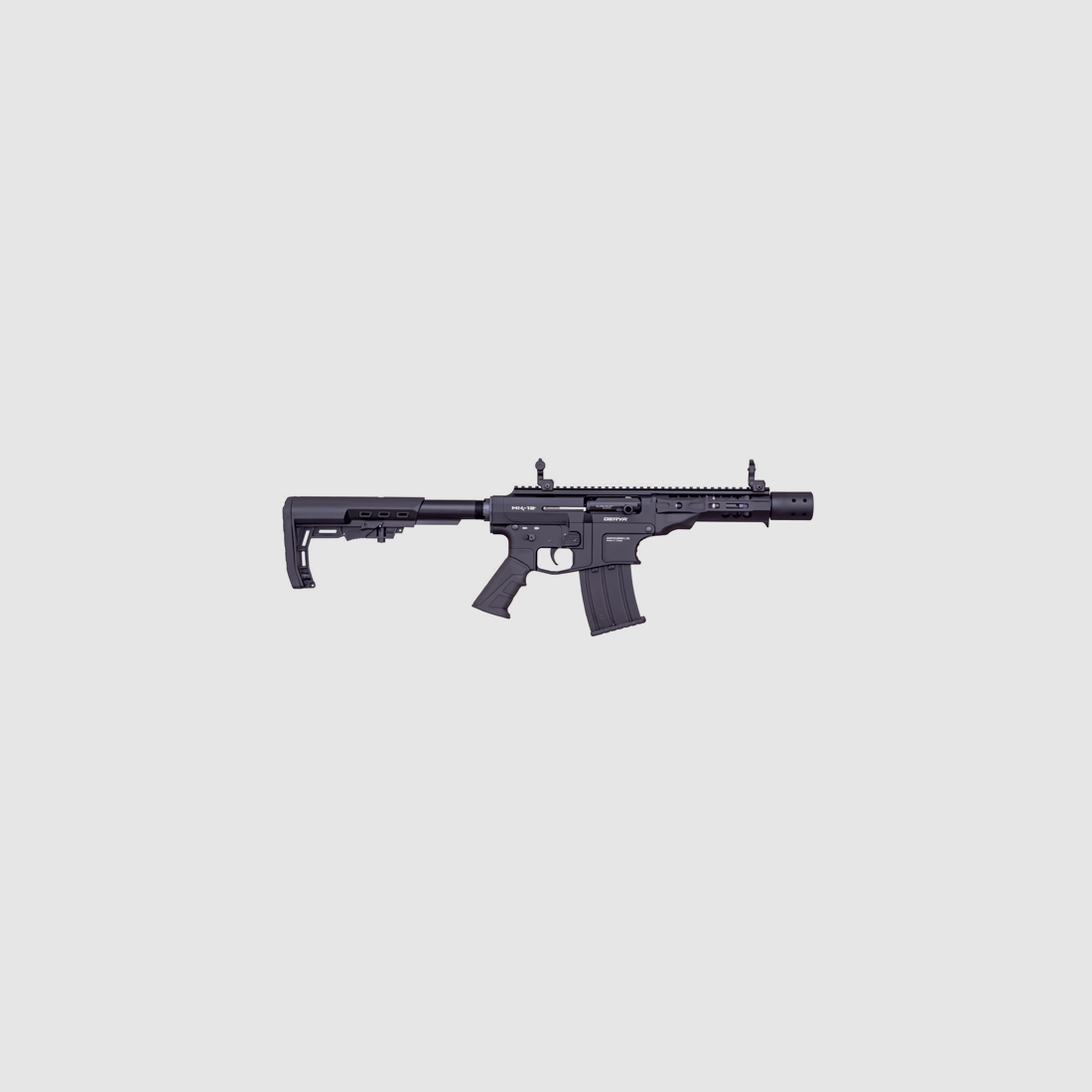 DERYA MK12 AS 240, versión “pistola” del modelo clásico. Clasificado como arma corta, común. Escopeta semiautomática de gas, cal. 12/76