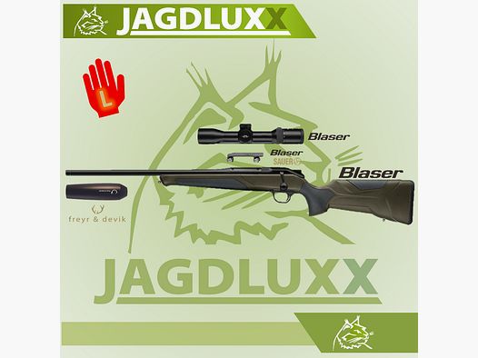 Blaser R8 Professional 2.0 ciemna oliwka broń leworęczna z Blaser B2 i tłumikiem freyr & devik
