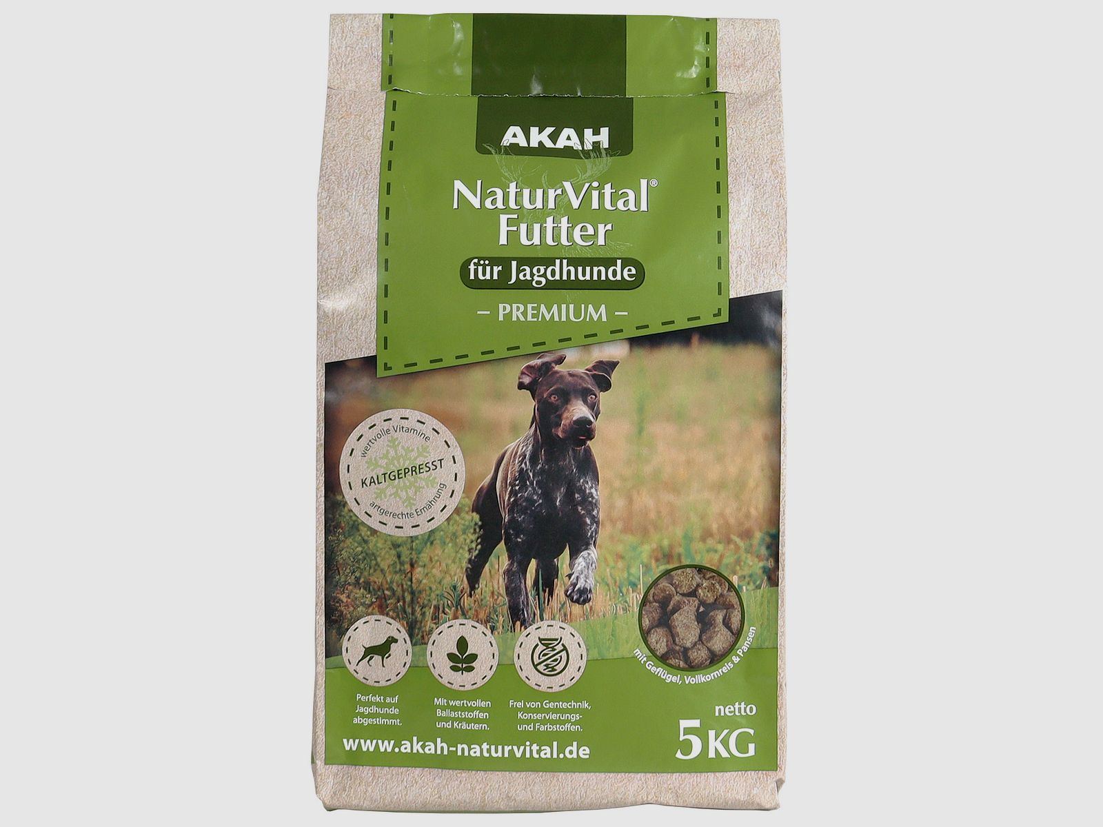 AKAH NaturVital® PREMIUM kaltgepresstes Hundefutter für Jagdhunde – 5 kg