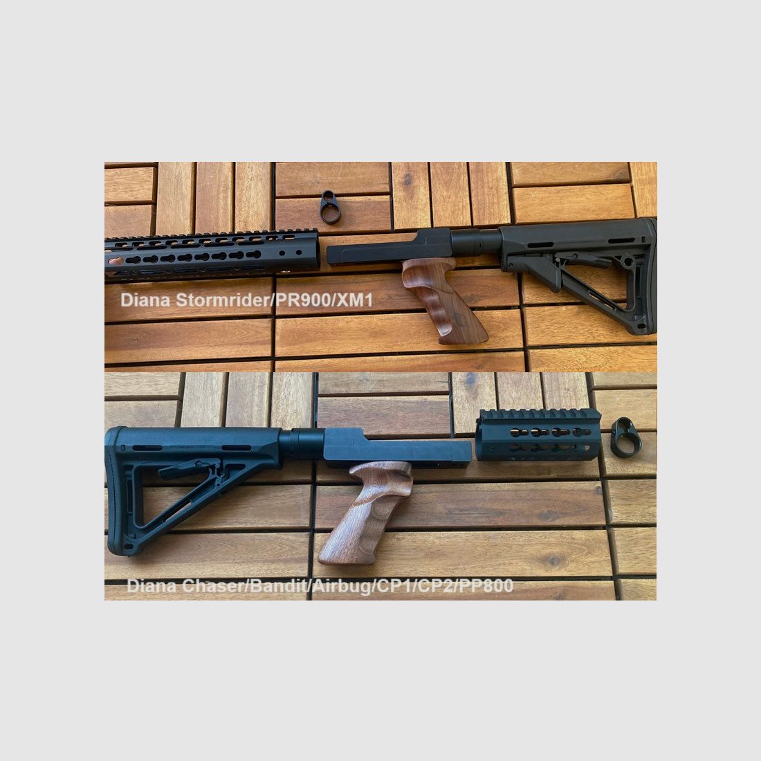 Taktischer Bodykit AR15 Style für Diana Chaser Airbug Bandit Trailscout Stormrider CP1 CP2 PP800 PR900 Aluminium+Holz KEIN 3D Druck