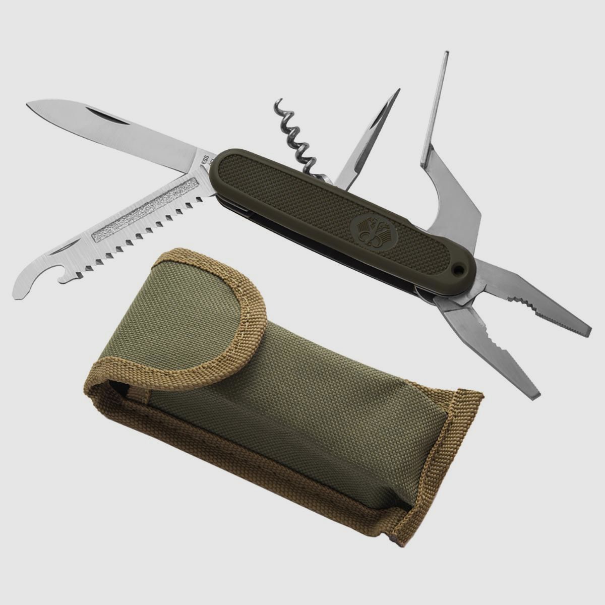 Couteau de poche, imitation officier BW avec étui olive, image 1 sur 2