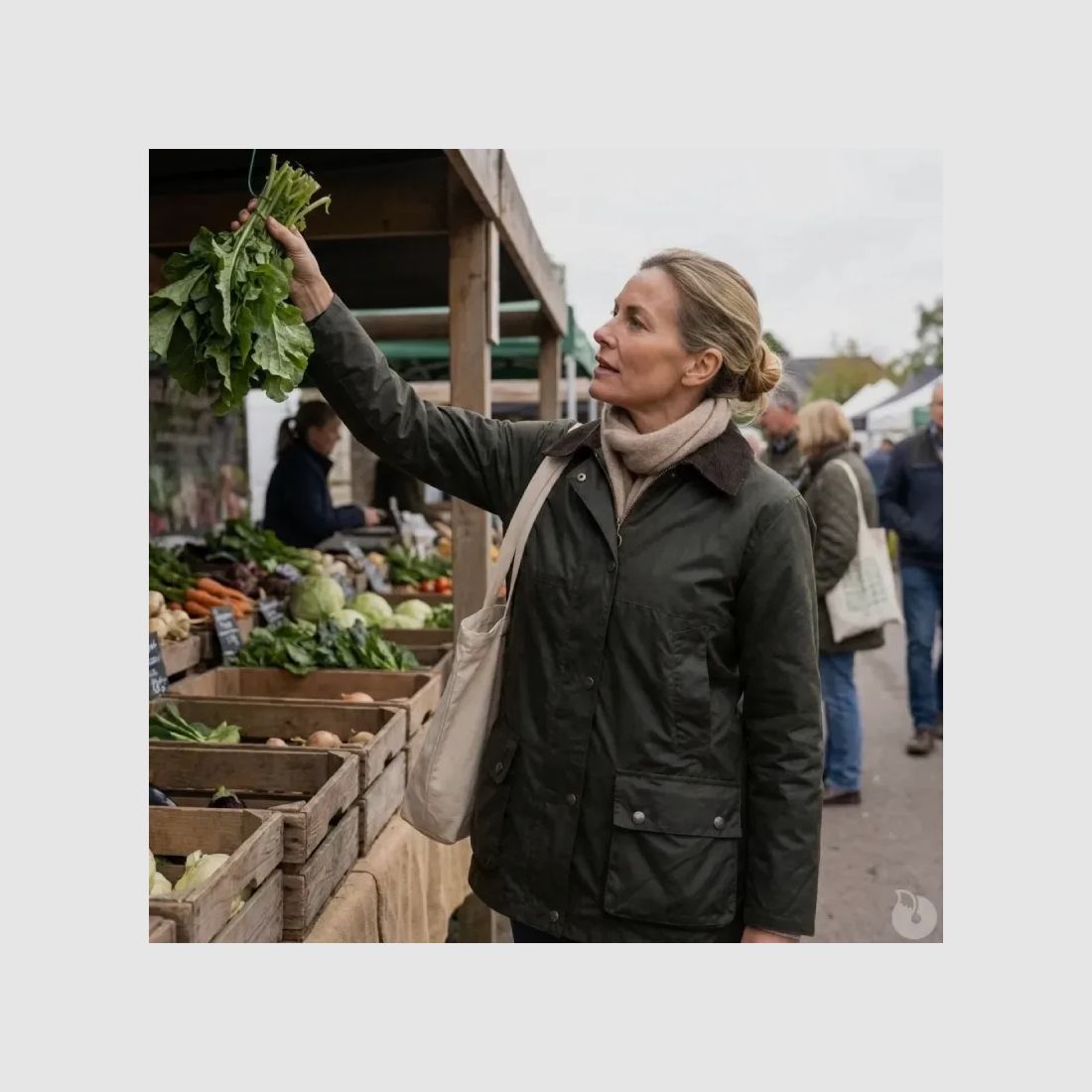 Women's waxed cotton jacket Walker & Hawkes Kirkstall olive green, image 1 of 18