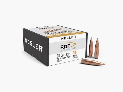 NOSLER HPBT RDF (Reduced Drag Factor) Geschoss 7,62mm Cal (.30) 210gr 100 Stück 53434