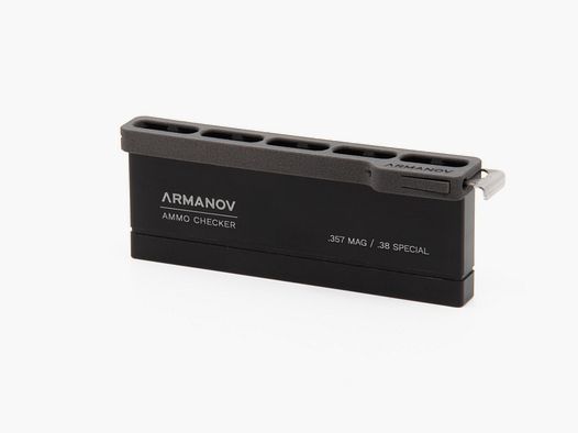 ARMANOV ​​​​​Sprawdzacz amunicji 10 nabojów z szybkim pokrowcem na przenoszenie i sprawdzaczem OAL - .357 Magnum / .38 Special