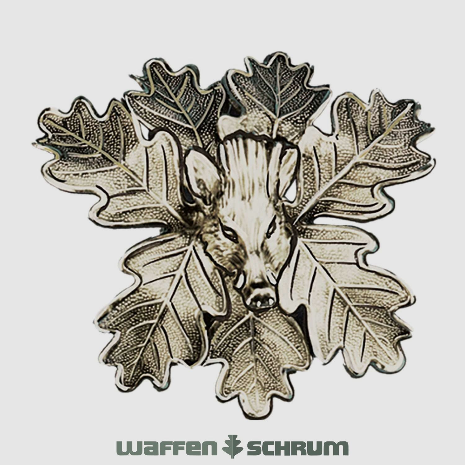 Fritzmann Keilerwaffen - Deckblatt Doppelabdeckung - Keilerkopf Alpaka versilbert Eichenlaub