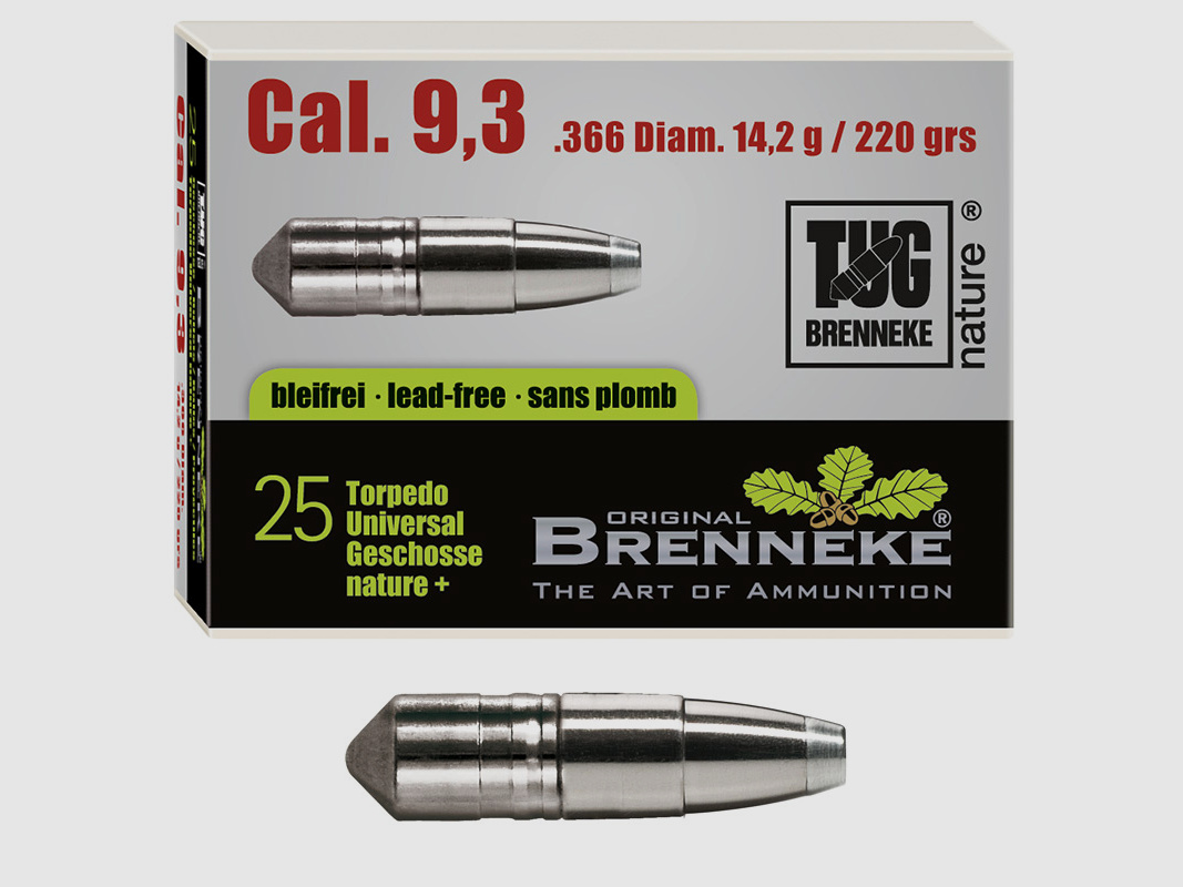 Proiettile Brenneke 9,3mm (.366) TUG nature 14,2g / 220grs 25 pezzi