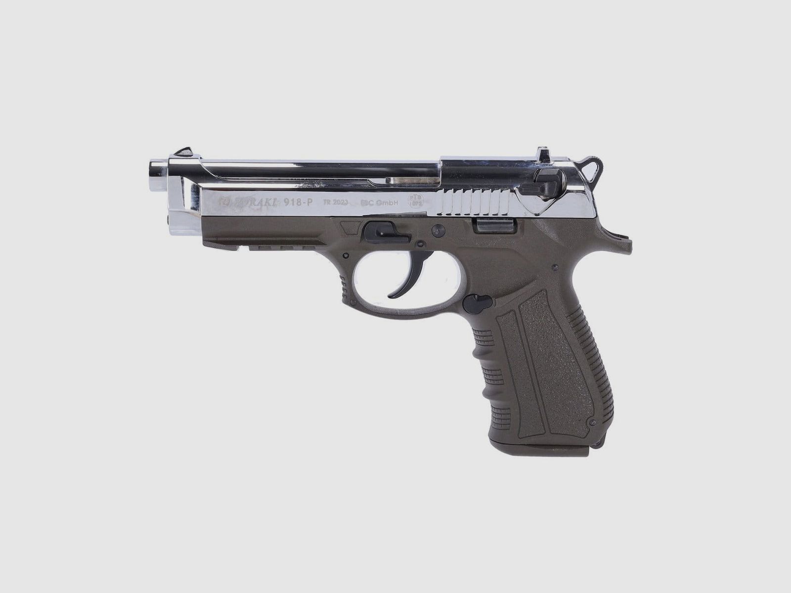 Zoraki 918 ODG blank pistol 9 mm P.A.K. chrome
