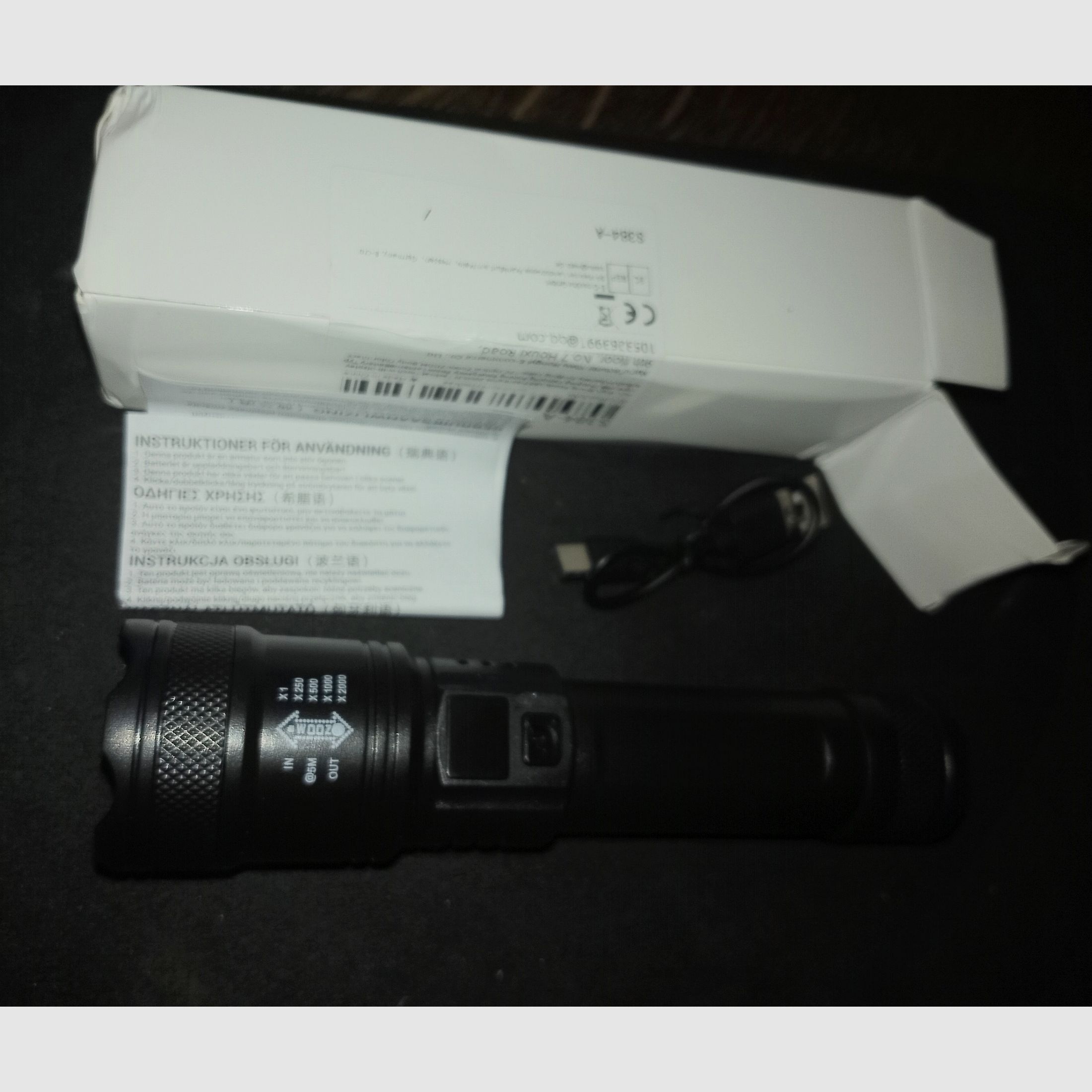 Taschenlampe Strobo funktion Aufladbar usb digital anzeige Zoom tactical Flashlight