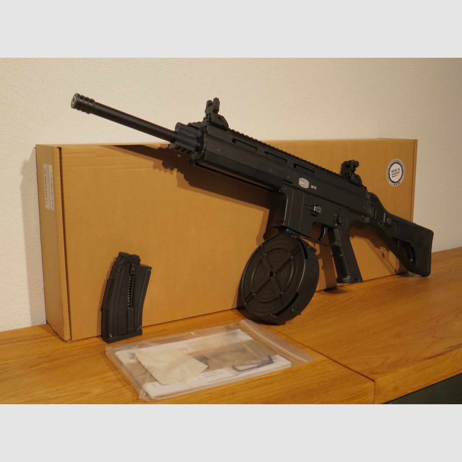 MAUSER M15 Sport - Semi-automatic rifle - .22lr HV - Black - including 110 rounds drum magazine