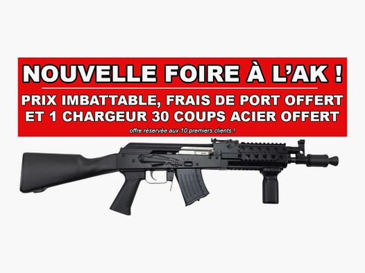 FOIRE AK - CARABINE WBP AK MINI JACK TACTICAL CAL.7.62x39 + 1 CHARGEUR 30 COUPS OFFERT !