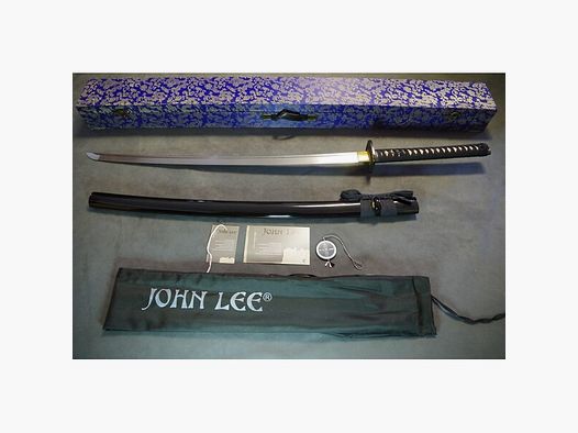 John Lee gefaltetes Fujisan Katana mit Damast Klinge und Schatulle