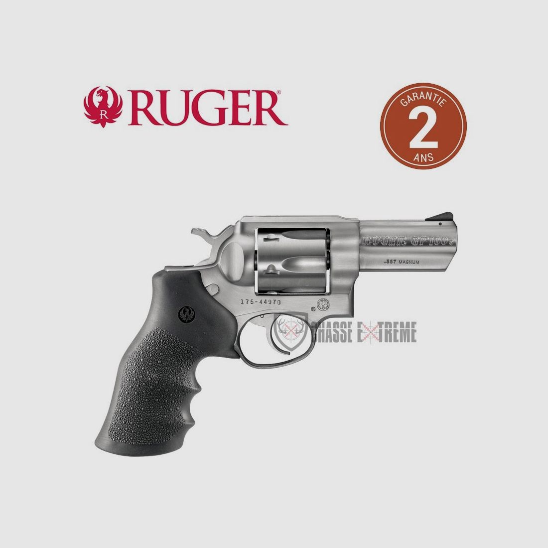 Revólver RUGER GP100 Acero Inoxidable Mira Fija 3" calibre 357 Mag