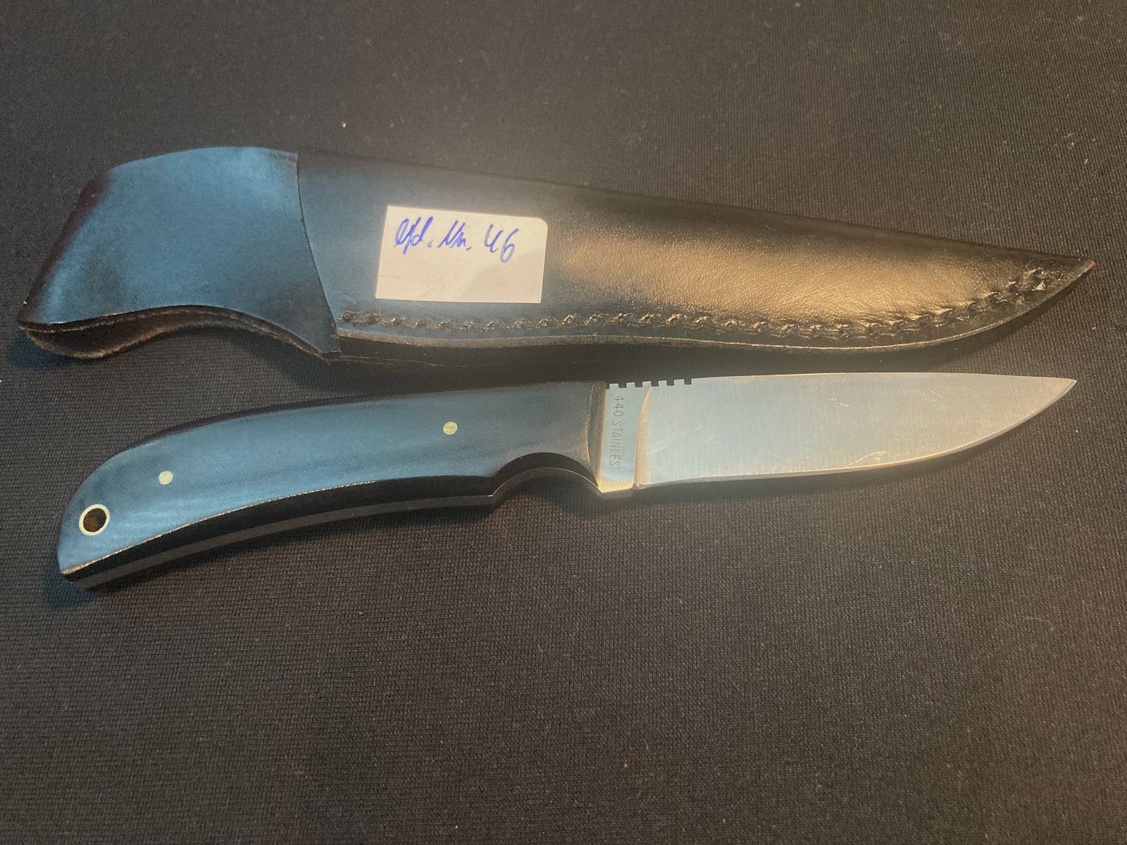 Couteau de ceinture Haller, couteau de chasse, couteau de pêche, étui en cuir noir, acier inoxydable 440, (46)