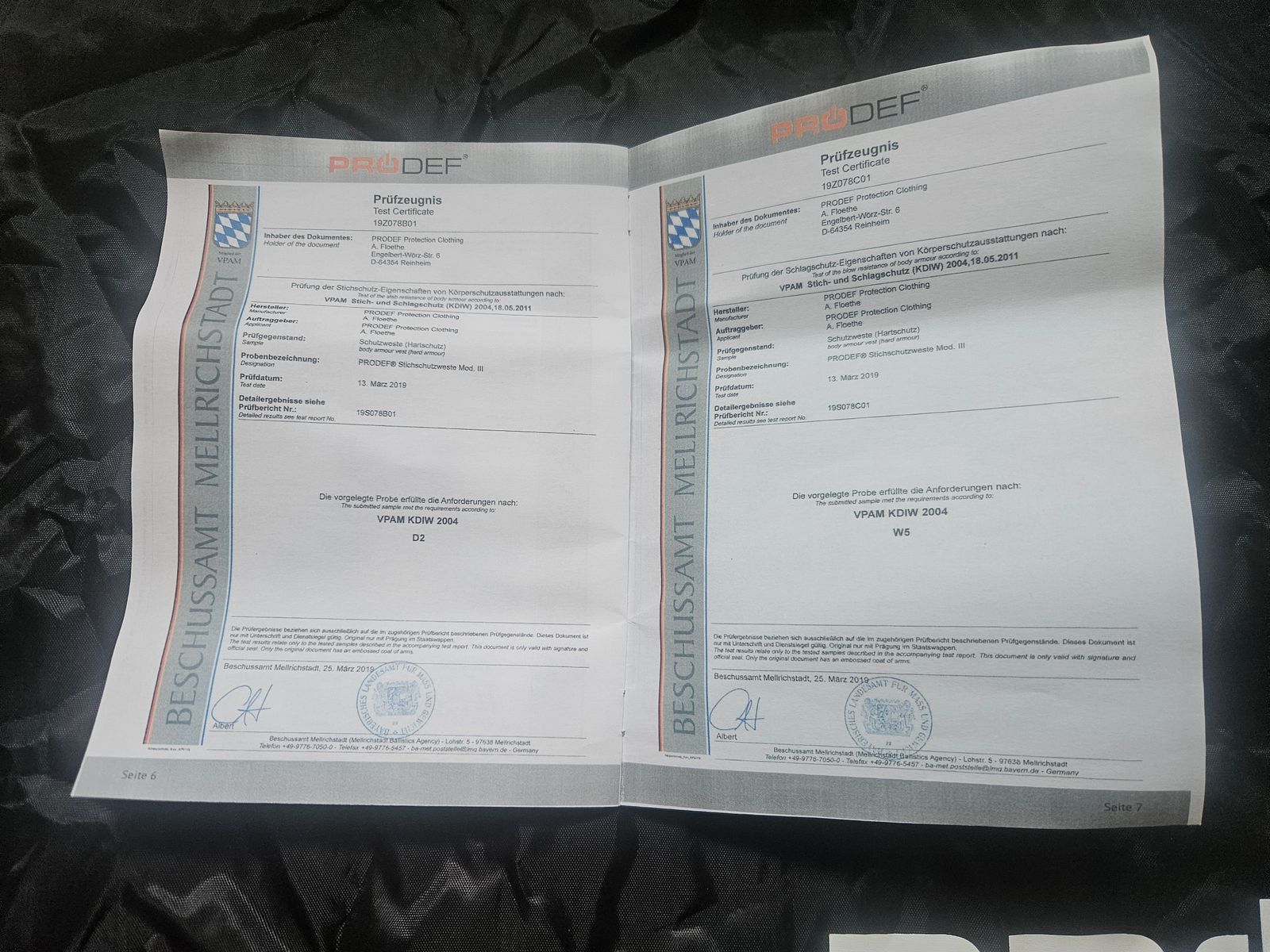 Certyfikowana kamizelka ochronna PRODEF® Mod. III, ochrona przed kłuciami, kopnięciami i cięciami