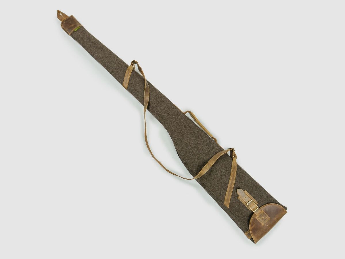 Flintenfutteral Filz und Leder, Braun