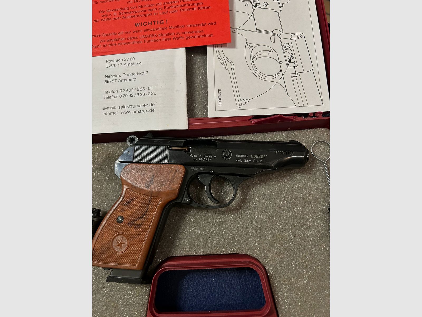 Schreckschusspistool Umarex Walther PP Reck Pobeda 9 mm