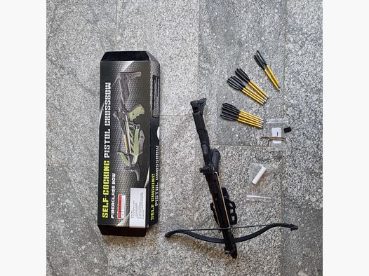 Neuwertiges Set:   Pistolenarmbrust Man Kung Alligator 2 Schwarz