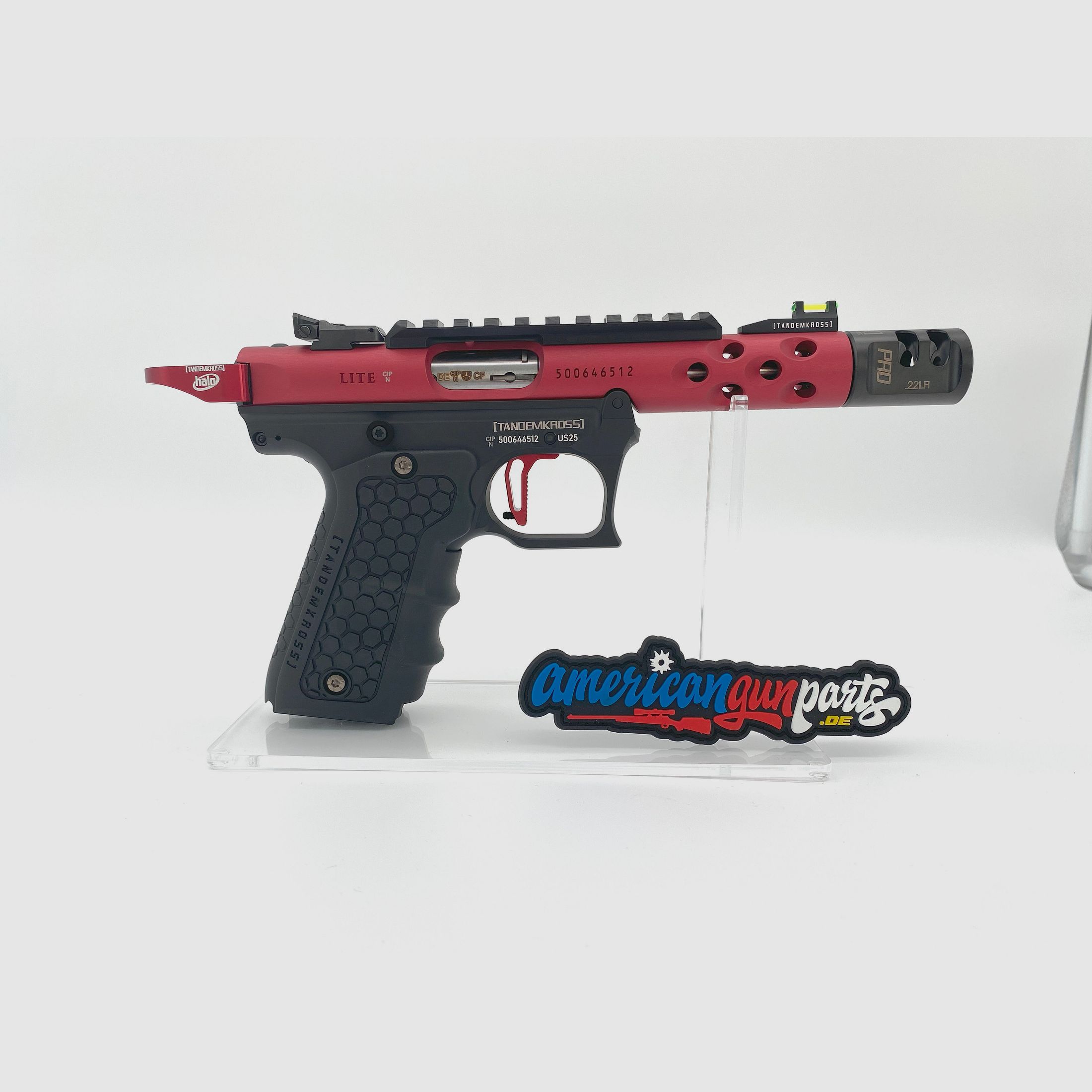 Tandemkross TANDEMIZED Ruger Mark IV 22/45 Race Gun - czerwony górny element 43910, czarny dolny element, czerwone elementy sterujące